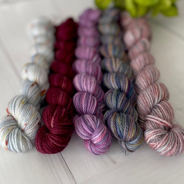 Mini Skein Set 5x20g Soft Sock Yarn Hand Dyed - OOAK Slide