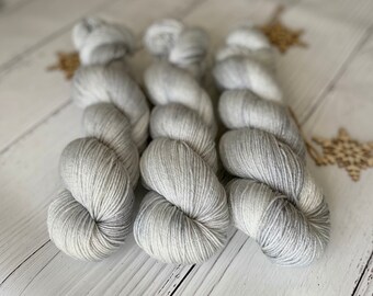 Sparkle Sock Yarn Hand Dyed 100g - Silver