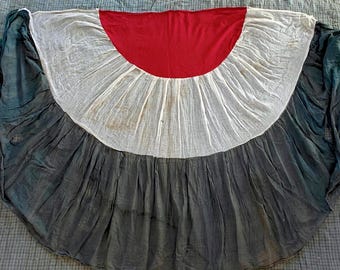 Antique Patriotic Gauze Bunting - Large Patriotic Red White and Blue Historical Textile - Early American Flag Wagon Bunting