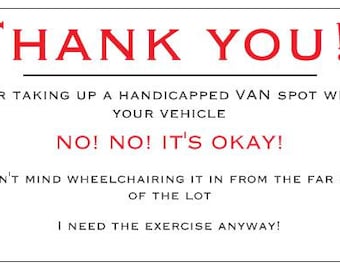 Business cards for people who park in wheelchair Van parking/ package of 10 windshield slappers