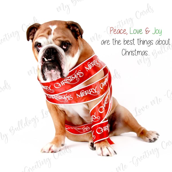 Card #61 / Peace, Love and Joy  ~ English Bulldog Christmas Greeting Card