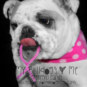 Card 57 / Fight English Bulldog Breast Cancer Greeting Card image 1