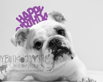 Card #34 *purple* or Card #54 *Blue*/Wait ~ English Bulldog Birthday Greeting Card