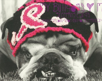 Card #48 / Pretty in Pink ~ English Bulldog Breast Cancer Greeting Card *Blank Inside*