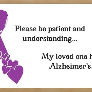 Business cards to identify mom,  dad or loved one with Alzheimer’s / package of 10 cards