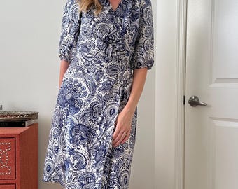 90's Paisley Vintage Silk Midi Dress