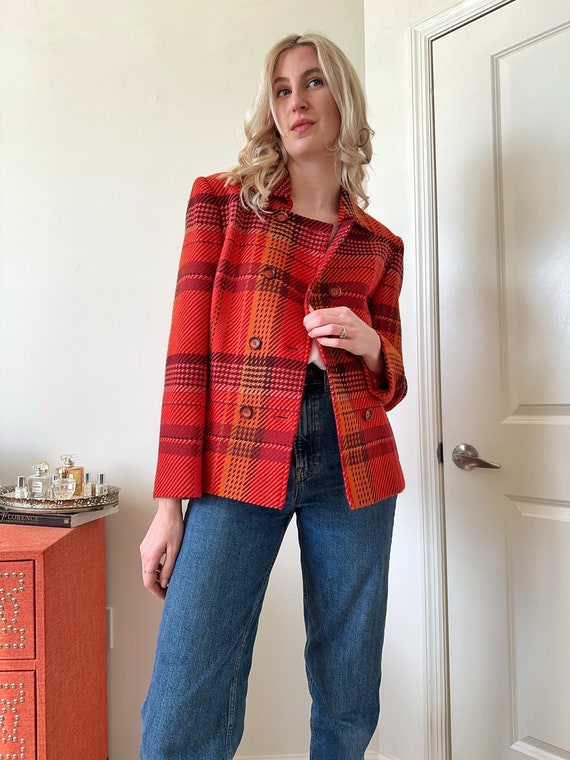 90's Luisa Spangoli Wool Plaid Peacoat - image 1