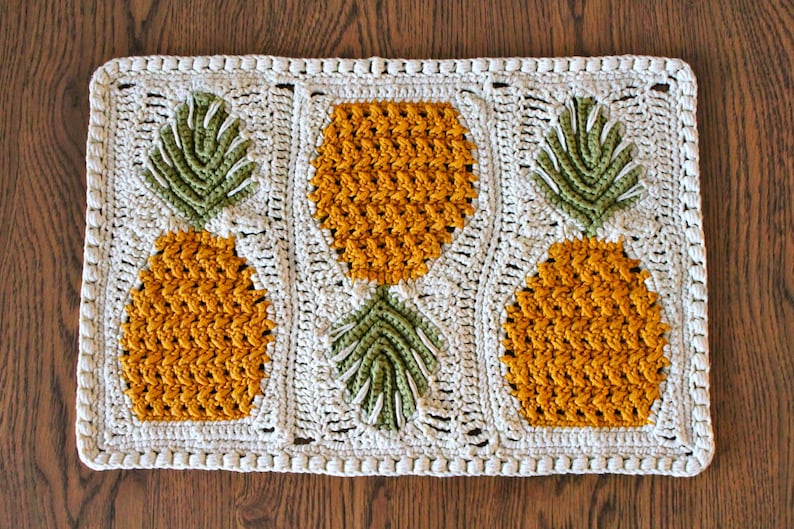 crochet placemat pattern crochet pineapple pattern Perfect Pineapples Crochet Placemat Pattern pdf file image 1