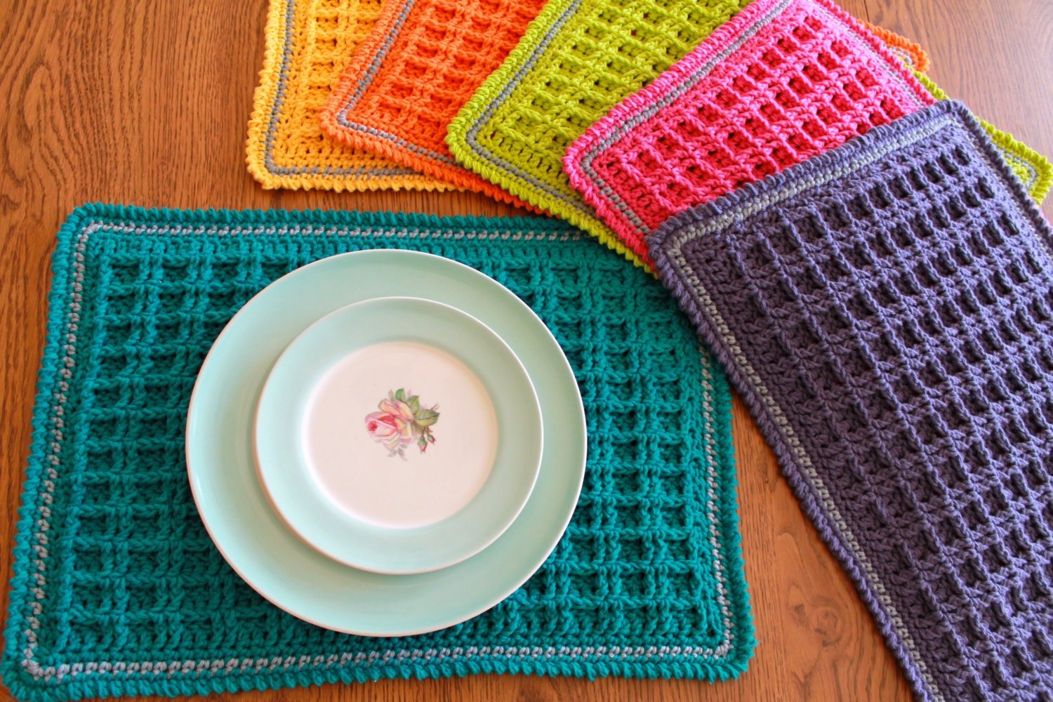 Crochet Placemat Pattern Waffle Stitch Crochet Placemat Etsy