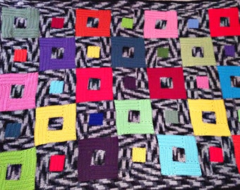 stash buster crochet afghan pattern - spunky squares crochet blanket - crochet pattern - easy crochet blanket