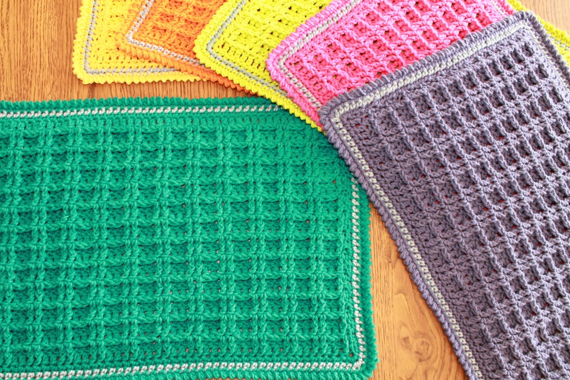 Crochet Placemat Pattern Waffle Stitch Crochet Placemat Etsy
