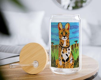 Animal Sipper Glass (16oz): Eco-Friendly Drinkware with Bamboo Lid