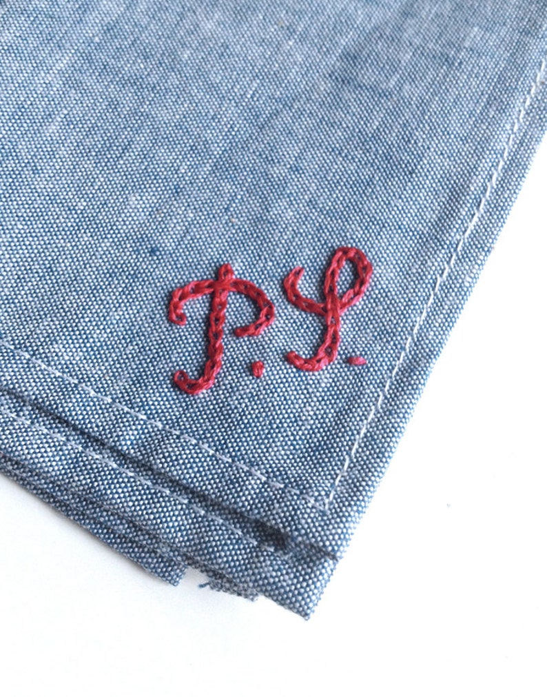 2 Letters Custom Hand Embroidered Monogram a Pocket Square Etsy