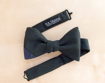 Alex Herren Fliege - Glen karierte matte grün/schwarze Fliege