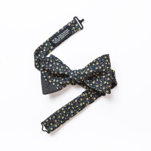 Henry Men's Bow tie Floral daisy print navy yellow bowtie image 1