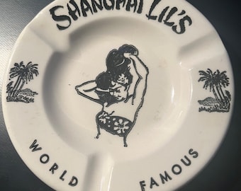 Rare vintage 1960s Hawaiian Tiki era Shanghai Lils Ceramic Ashtray