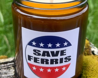 Save Ferris ! Ferris Bueller Candle: 80s Movie Quote, Coconut Wax