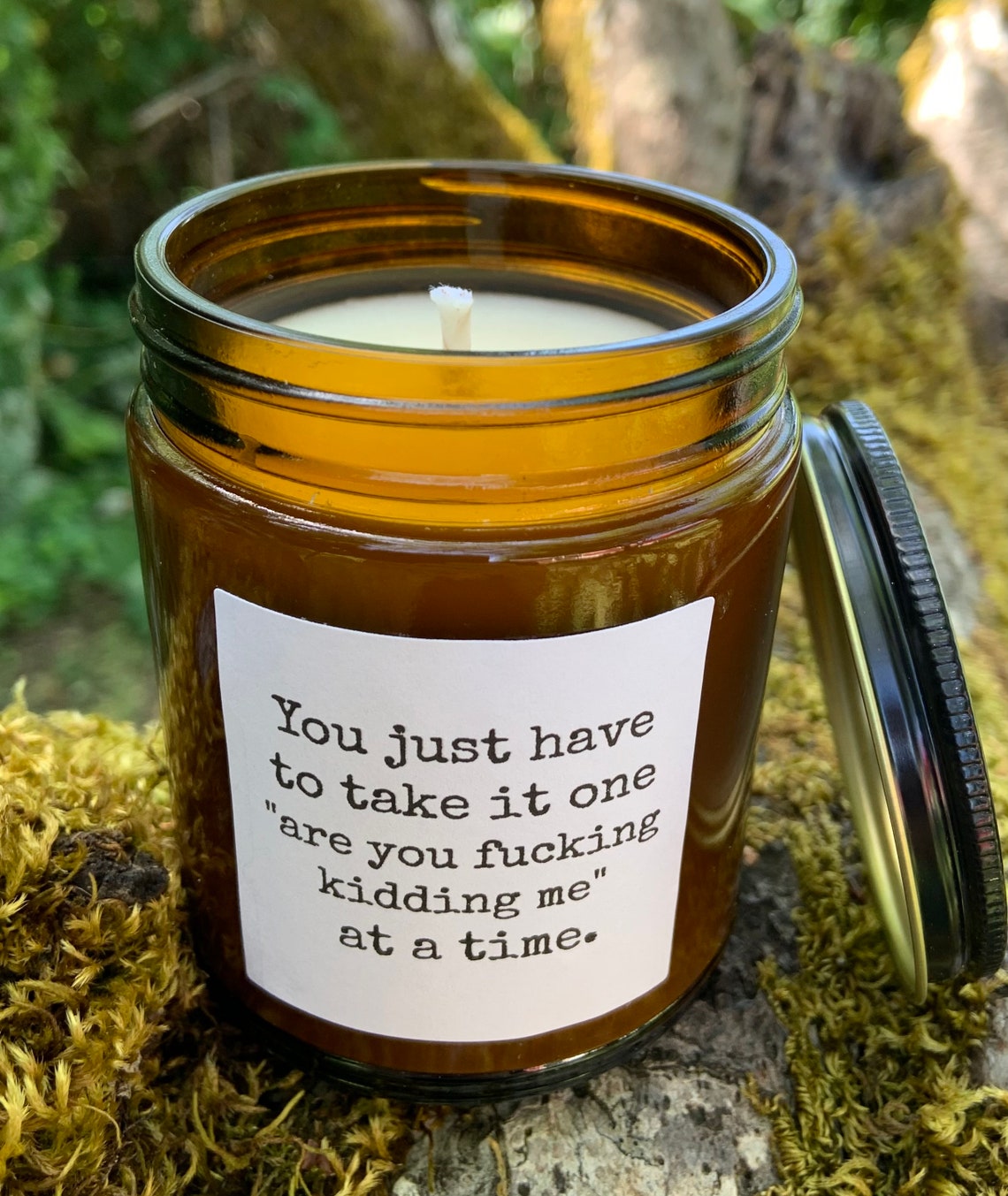 Are You Fucking Kidding Me Inappropriate Candle . Amber Jar Candle