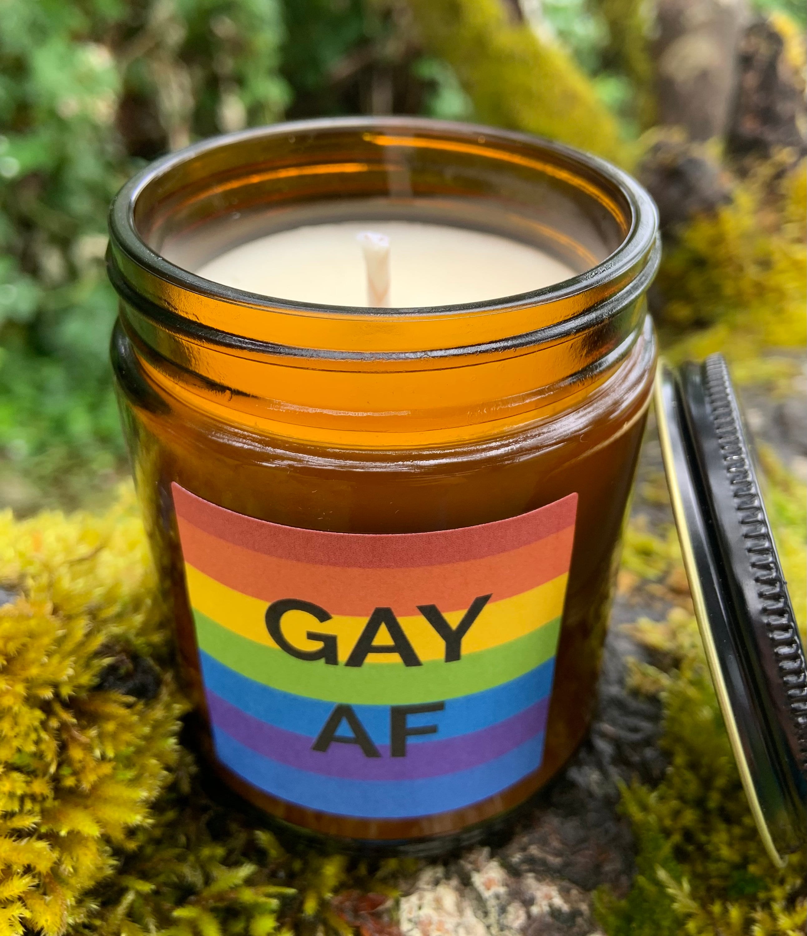Gay AF . Pride Candle . Pride Year . Amber Jar Candle . Pure Etsy