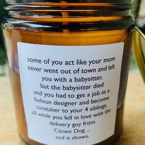Don&#39;t Tell Mom the Babysitter&#39;s Dead Quote Candle . Coconut Wax Candle . Amber Jar .  Custom Candles . Wholesale Candles .
