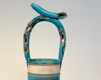 Mizu-Baketsu Ceramic Well Bucket / Water  Vessel Sculpture Vintage Mid Century