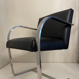 Early Production Knoll Brno Cantilevered Chair - Stainless Steel and Leather - Bauhaus Style