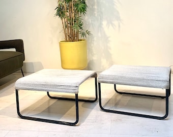 Rare Pair of VKG an Keppel-Green Outdoor Rope Stools Patio Ottomans Mid Century Modern Outdoor Patio Furniture