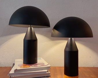 Mushroom Table Lamps | set of 2 Japandi Style lamps | matte black | vintage bedroom lighting