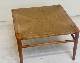RARE Mel Smilow Woven Rush Ottman Mid-century Low Side Table