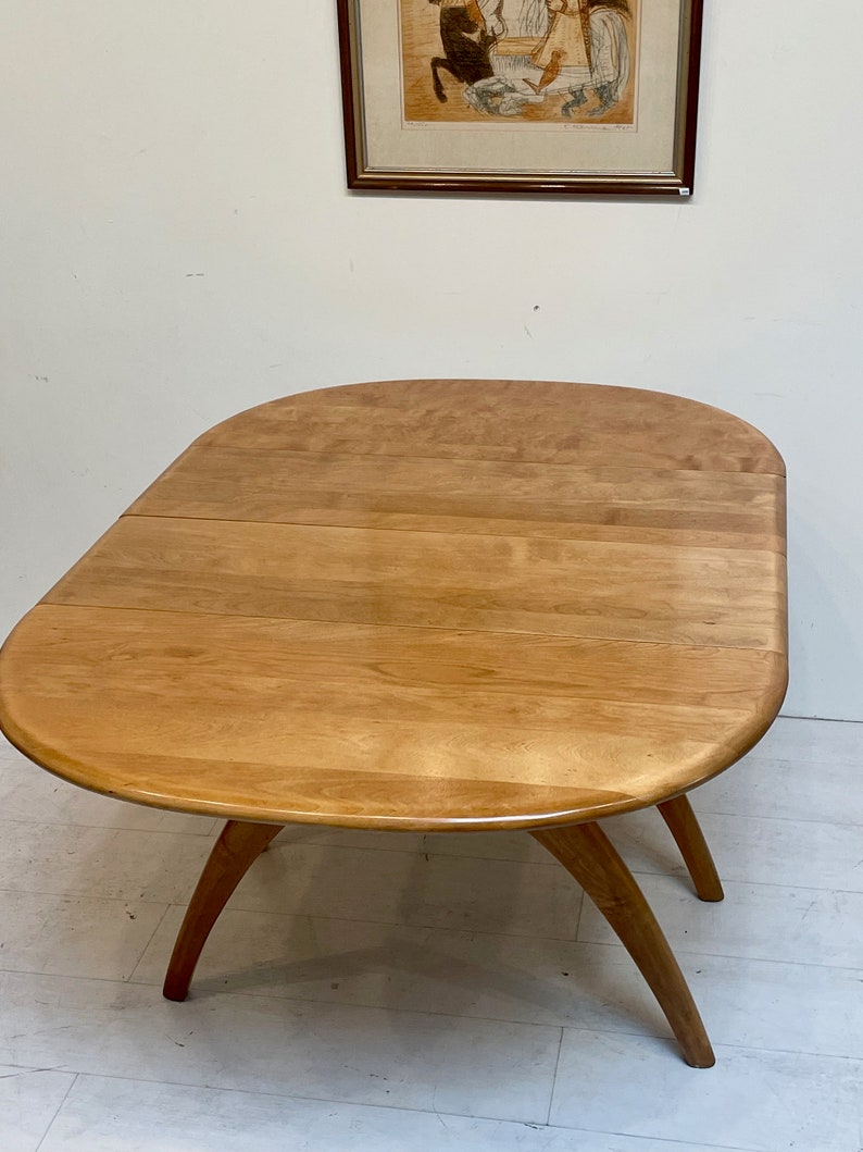 Vintage Heywood Wakefield Drop Leaf Wishbone Dining Table Space Saver image 9