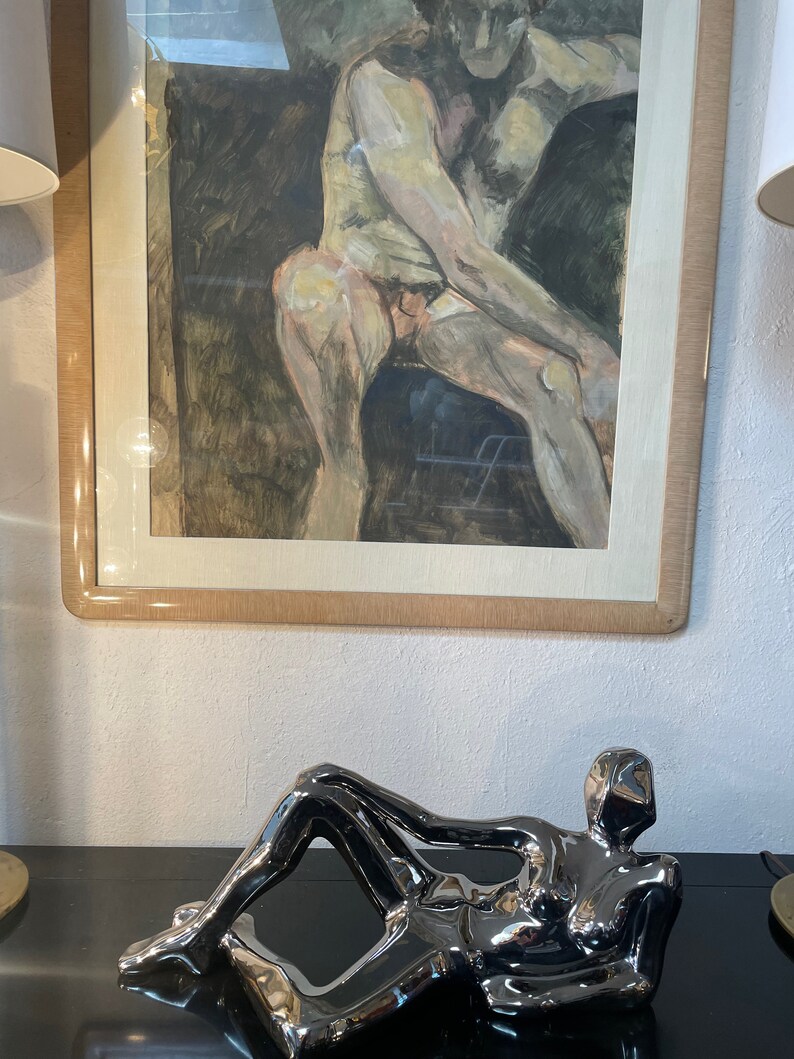 Ceramic Jaru Cubist Sculpture, Reclining Nude Female Figure , Mid Century image 3