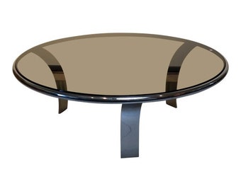 Gardner Leaver Steelcase Coffee Table with Chrome and Smoke Glass Top