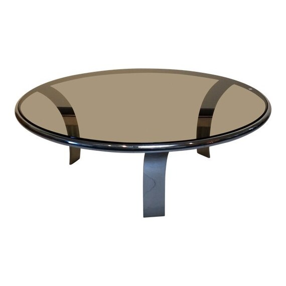 Gardner Leaver Steelcase Coffee Table With Chrome And Smoke - Steelcase Round Coffee Table Gardner Leaver Steelcase Coffee Table With Chrome And Smoke - Steelcase Round Coffee Table