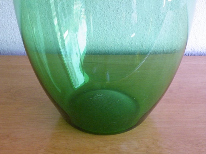 Zeller Large Floor Vase Green Vase Mid Century Glass Handblown Glass