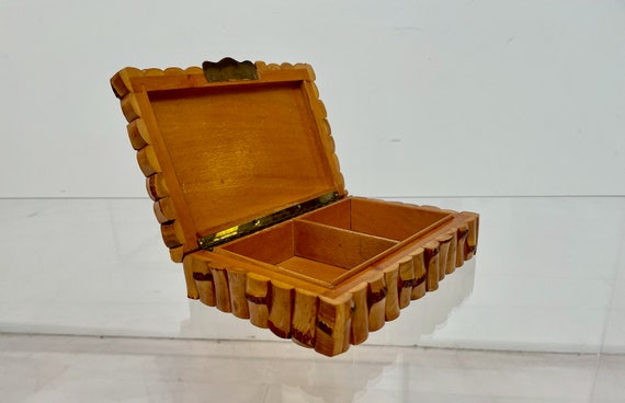 Vintage Pieced Bamboo Jewelry Trinket  Box - 1940… - image 6