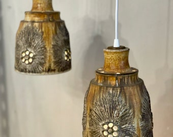 Pair of Pottery Pendant Lights by Jette Helleroe Denmark, 1970’s