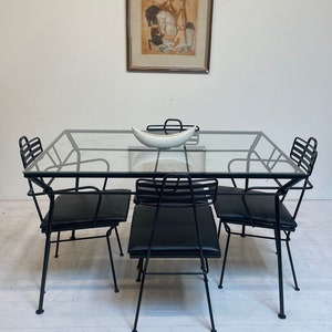 Vintage Wrought Iron Dinette Set: 1950s Polly Pasadena Table & Chairs