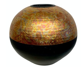 Southwestern Ceramic Raku Vase by Michael Weinberg , Stunning , Artist Signed