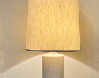 Vintage White Ceramic Column Table Lamp with Crackle Glaze  1970s / 1980s