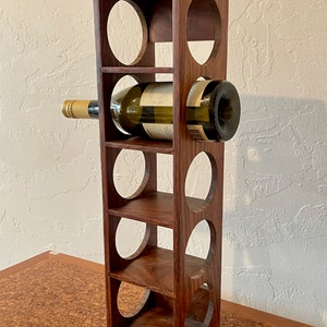 Teak Wine Rack Vintage Mid Century Decor image 6
