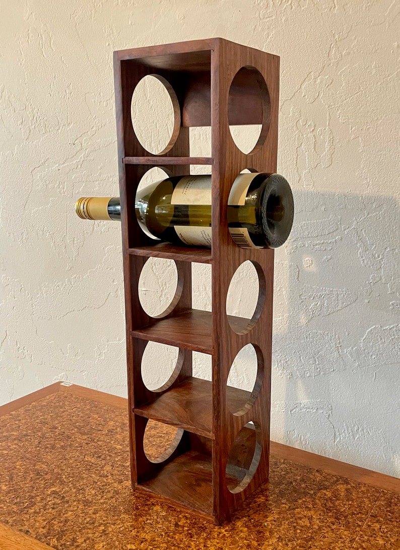 Teak Wine Rack Vintage Mid Century Decor image 6