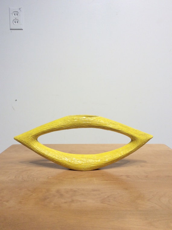 Mid Century Modern Yellow Flower Vase With Sculptural Design - Etsy
