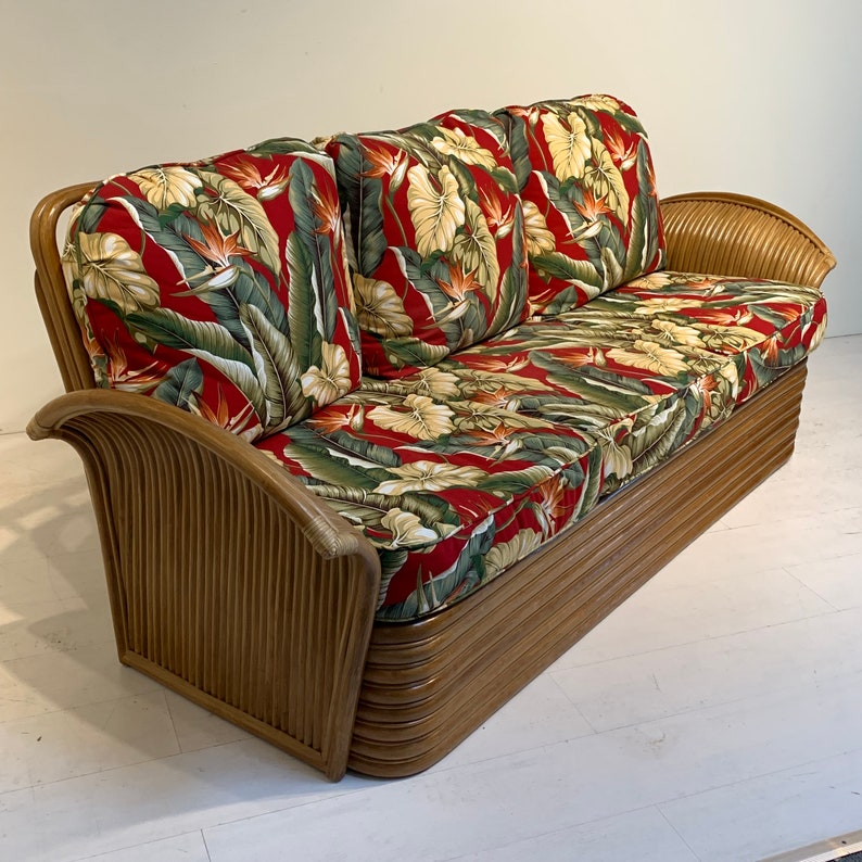 Mid Century Modern Tiki Hawaiian Rattan Sofa by King's Etsy