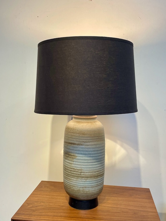 Studio Pottery Table Lamp With Black Shade Mid Century Etsy