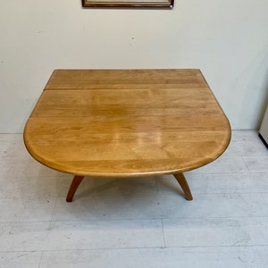 Vintage Heywood Wakefield Drop Leaf Wishbone Dining Table Space Saver image 5