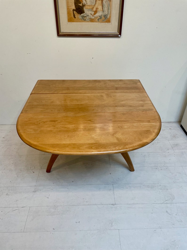 Vintage Heywood Wakefield Drop Leaf Wishbone Dining Table Space Saver image 5