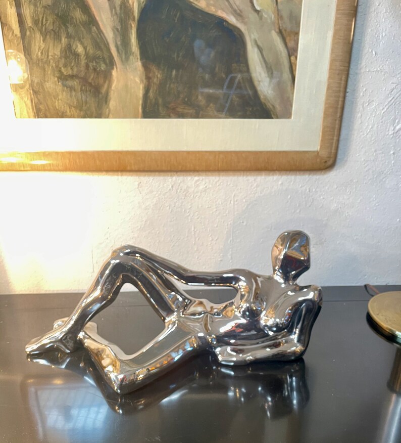 Ceramic Jaru Cubist Sculpture, Reclining Nude Female Figure , Mid Century image 2