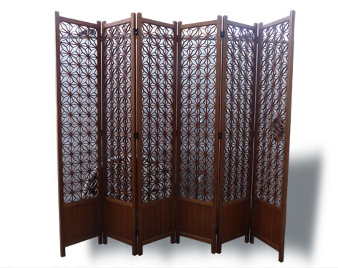 Midcentury Modern Teak Room Divider Separator 6 Panel Vintage Privacy
