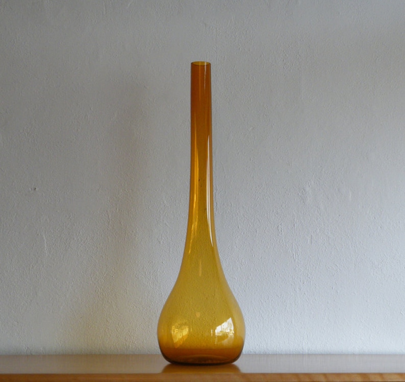 Amber Floor Vase Large Decanter Handblown Glass Art Glass Mid Etsy
