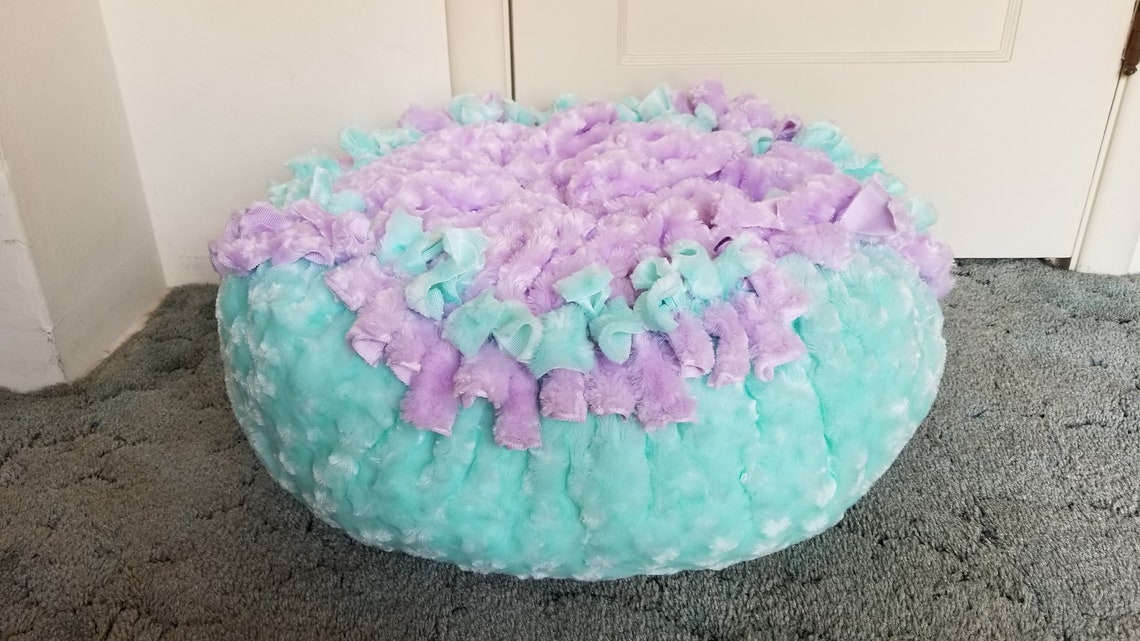 Marshmallow Pet Bed. Lavender and aqua faux fur. Machine wash Etsy